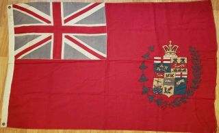 Vintage Canadian Red Ensign Flag W/ Five Province Coat Of Arms Reliance 50 " X31 "