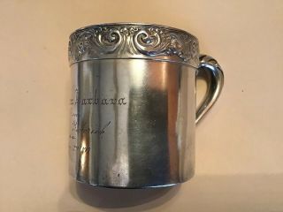 Rare Mauser Mfg.  Co.  Makers Sterling Silver Baby Child Mug Cup Monogramed 1897