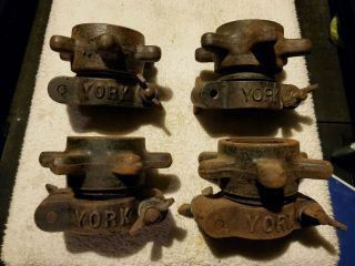 2 Pairs Vintage Rare Antique York Olympic Barbell Collars Htf.  4 Collars Total