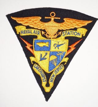 Naval Air Station Lakehurst Nj 1950s Wool Felt Patch Us Navy C0819