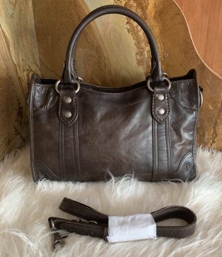 Frye Leather Melissa Distressed Antique Satchel Handbag Slate