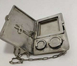 Antique Americana Sterling Silver Wallet Purse With Chain Monogram