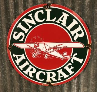 Sinclair Aircraft Gasoline Porcelain Sign Gas Pump Plate Vintage High Octain H - C