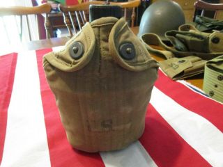 Ww2 Us Army Usmc M - 1910 Khaki 1942 Canteen Set Wwii Field Gear