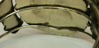 Vtg Native American Navajo Sterling Silver GOLD & Red Coral Cuff Bracelet Signed 6
