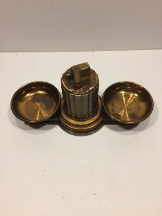 VINTAGE ART DECO RONSON TOUCH TIP BRONZE - TONE TABLE TOP LIGHTER & ASHTRAYS 11