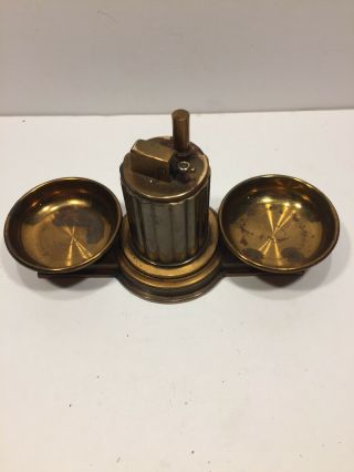 VINTAGE ART DECO RONSON TOUCH TIP BRONZE - TONE TABLE TOP LIGHTER & ASHTRAYS 12