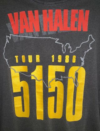 Vintage VAN HALEN 1986 CONCERT TOUR 5150 RARE BUTTER SOFT t - shirt LARGE L ROCK 5