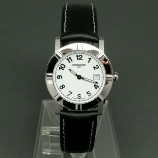 Old Stock $795 Ladies Raymond Weil W1 Date Black/white 30mm Swiss Watch 3030