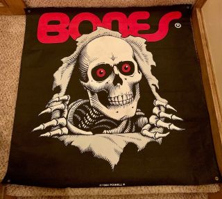 Vintage 1984 Powell Peralta Bones Ripper Skateboard Banner
