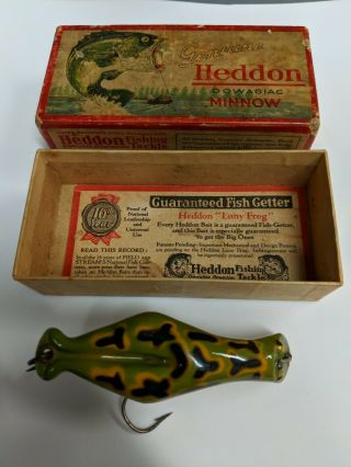 Vintage Antique Heddon Dowagiac Minnow 3400 Luny Frog Fishing Lure Box Insert