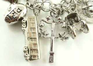 Vintage Sterling Silver Charm Bracelet with Safety Chain and 24 Charms 4