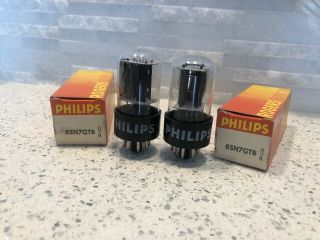 2 Vintage Nos Philips Canada Black Plate 6sn7gtb 6sn7 Vacuum Tubes Guaranteed