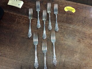 Wallace Sir Christopher Sterling Silver 8 Vintage Forks 7 3/4”