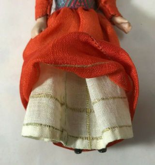 Antique German Bisque Girl with Orange Dress with Sash 7