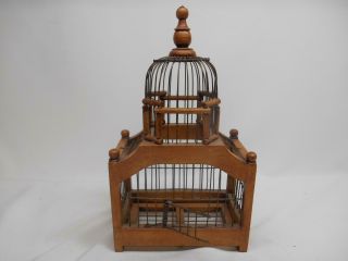 Antique Wood Metal Bird Cage House Small Birds Decorative Old Vintage