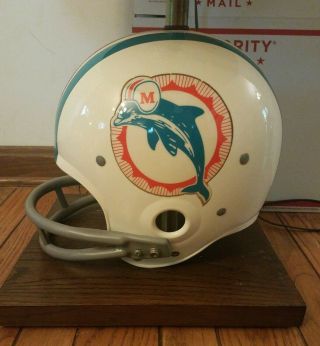 Vintage 1970s Miami Dolphins Football Helmet Lamp Light With Shade