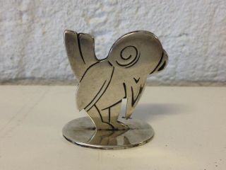Cute Small 800 Silver Unknown Age Bird Figurine Or Paperweight W/ Hallmarks