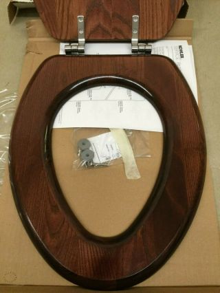 KOHLER K - 4755 - CP - WD Vintage ELONGATED toilet seat,  CHROME Hinges,  MAHOGANY 2