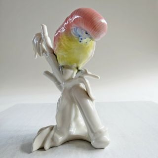 Karl Ens Popinjay Pink Parrot 5.  25 VIntage Handpainted Porcelain Figure Stamped 4