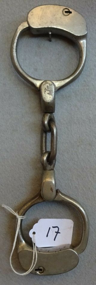 Antique Hand Cuffs,  Bean,  " Prison Model " Lovell Arms? No Marks,  1870 