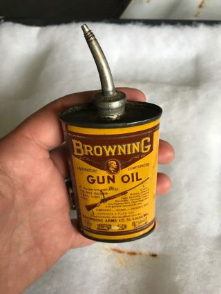 Vintage Handy Oiler Gun Oil Can Tin Lead Top Browning Household Oil Crown Jewel
