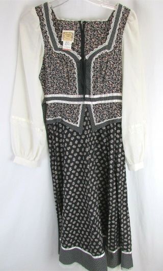 Gunne Sax By Jessica Cream Floral Lace Vintage Western Long Dress Sz 7
