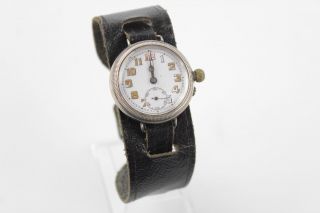 Vintage Gents.  925 Sterling Silver Ww1 Style Trench Wristwatch Hand - Wind