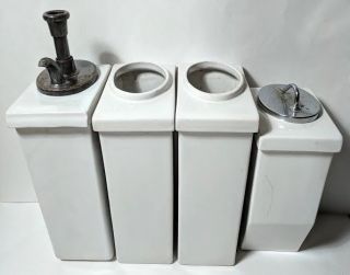 6pc.  Vintage Soda Fountain Containers Dispenser Pump Porcelain Base Drug Store