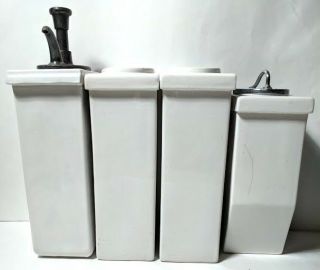 6pc.  Vintage Soda Fountain Containers Dispenser Pump Porcelain Base Drug Store 3