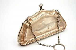 Large English Antique Sterling Silver Ladies Handbag Purse