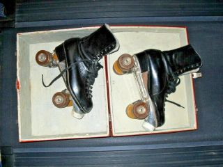 Vintage Riedell Chicago Custom Roller Skates Leather Shoes Boots Size 8 Redwing