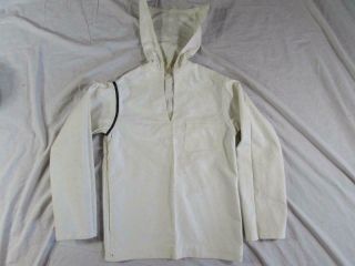 Vtg 40s Ww2 Wwii Us Navy Stenciled White Denim Pullover Jumper Named Shirt