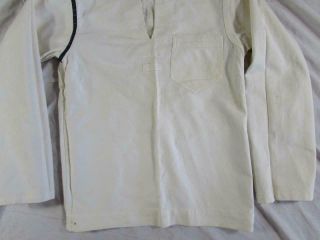 Vtg 40s WW2 WWII US Navy Stenciled White Denim Pullover Jumper Named Shirt 3