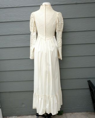 VTG Gunne Sax Ivory Cotton Lace Edwardian Dress Wedding Prairie Corset Puff 9 3