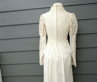 VTG Gunne Sax Ivory Cotton Lace Edwardian Dress Wedding Prairie Corset Puff 9 7