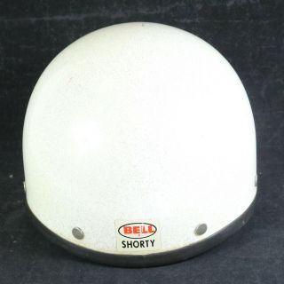 1960s Vtg Bell Toptex Metallic Silver Flake/White Shorty Motorcycle Helmet,  Sz 7 2