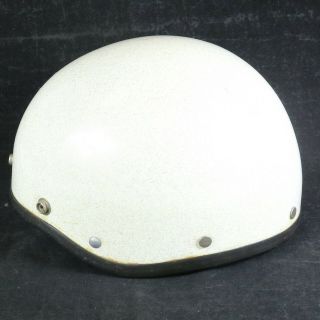 1960s Vtg Bell Toptex Metallic Silver Flake/White Shorty Motorcycle Helmet,  Sz 7 3