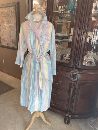 Hollywood Glam Seersucker Kassatly Palm Beach Sz M Robe Bathrobe Vtg Pristine