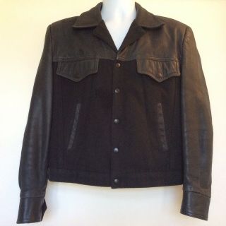 Vintage Larry Mahan Rodeo Jacket Leather Wool Western Caballero 70s 80s Size M