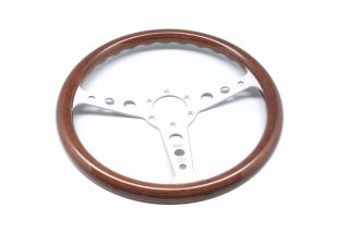 MOMO Steering Wheel Heritage Indy Mahogany Wood Silver Spokes 350mm 3