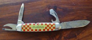 Vintage Remington Knife " Purina For Live Cars ".  Remington Etch On Blade