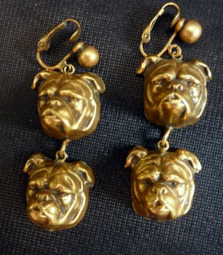 Charming Joseff Of Hollywood Bull Dog Earrings