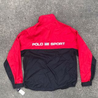 Nwt Vintage Polo Sport Ralph Lauren Light Windbreaker Jacket 90’s Red/black Flag