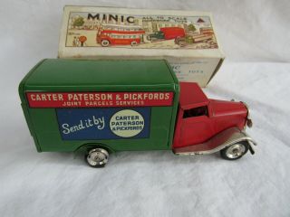Vtg Tri - Ang Minic Wind - Up Delivery Van,  Carter Patterson With Box