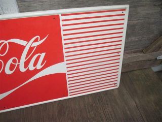 Rare Vintage Enjoy Coca - Cola red and white stripes metal sign.  34 3/14 X 12 3/4 4