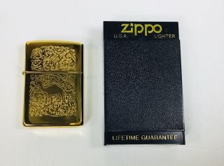 Vintage 1996 Camel 22k Gold Plated Zippo Lighter Unfired