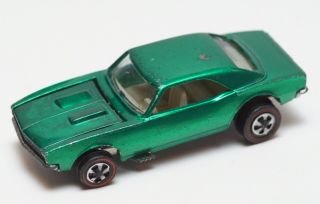 B11 Vintage Mattel Hot Wheels Redline 1968 Us Green Custom Camaro White Interior