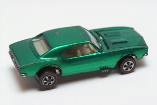 B11 Vintage Mattel Hot Wheels Redline 1968 US Green Custom Camaro White Interior 4