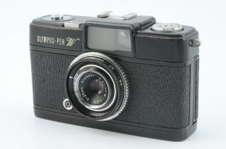 【Very Rare 】Olympus - Pen W Half Frame Black Camera With E.  Zuiko - W 25mm F2.  8 Lens 2
